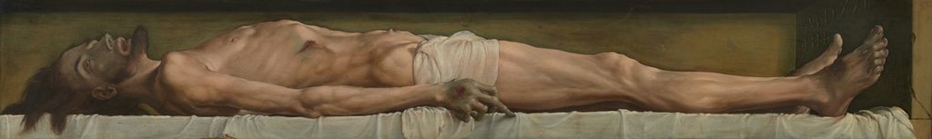 Hans Holbein the Younger, The Body of the Dead Christ in the Tomb, 1521–22. Oil on limewood, 32.4 × 202.1 cm. Kunstmuseum Basel, Amerbach-Kabinett, inv.318.